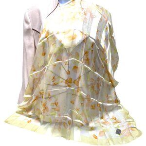 New Smooth ETOILE COORDINATE FASHION  100% Silk Scarf-Satin 33" Peach Floral (39